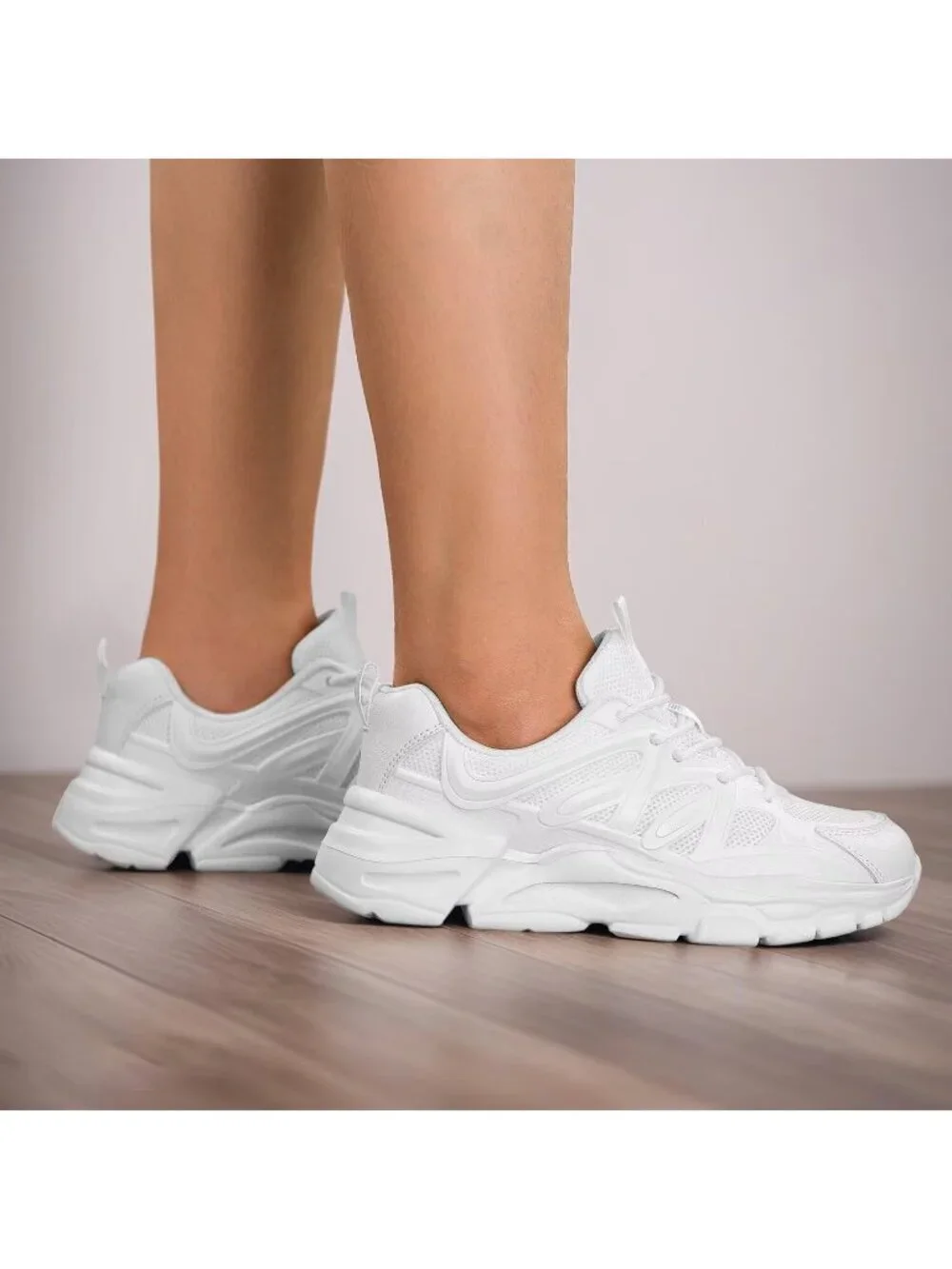 Women's White Ladies Walking Comfor Breathable Soft Sole Tennis Sneaker Shoes